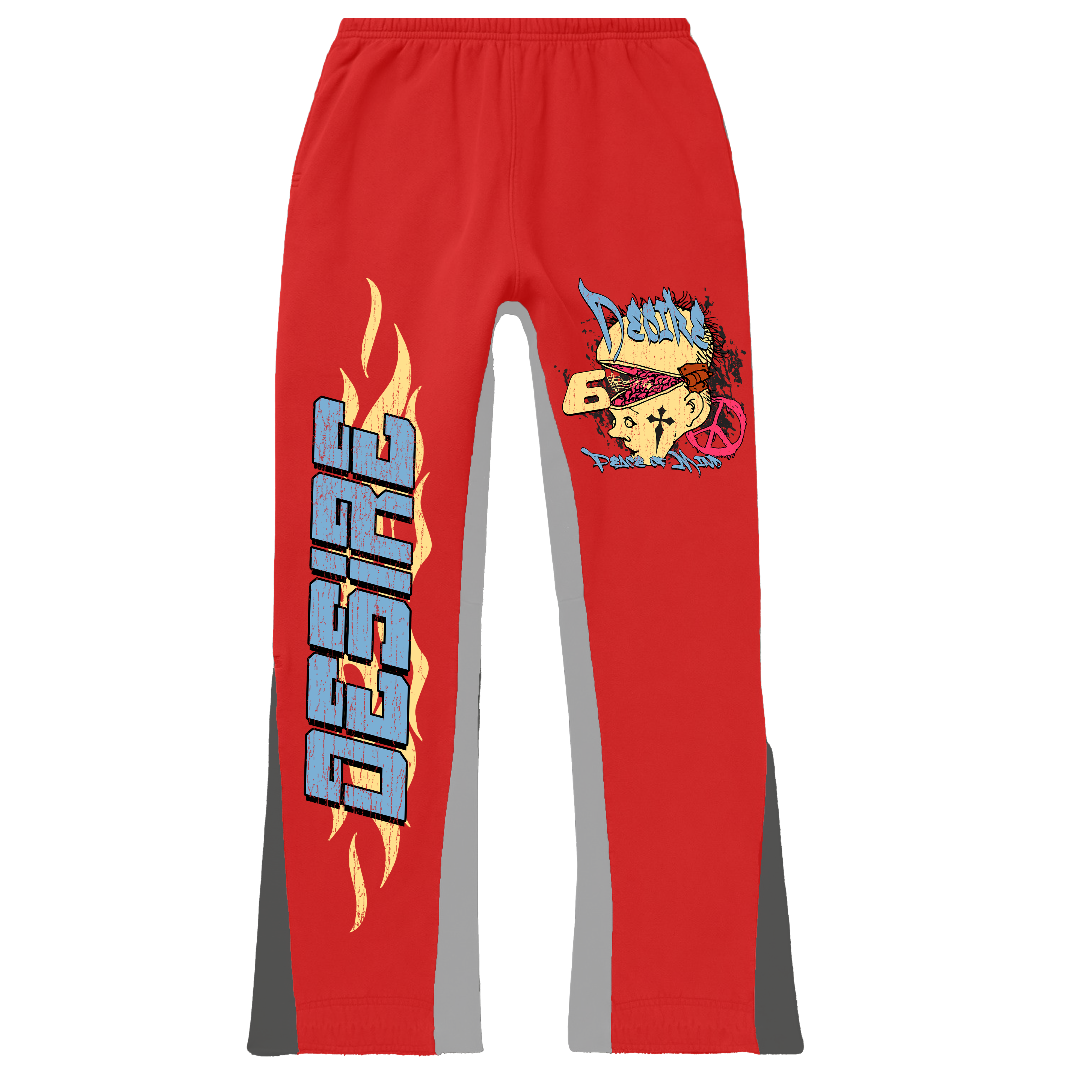 “Peace Of Mind” Red Flared Sweats